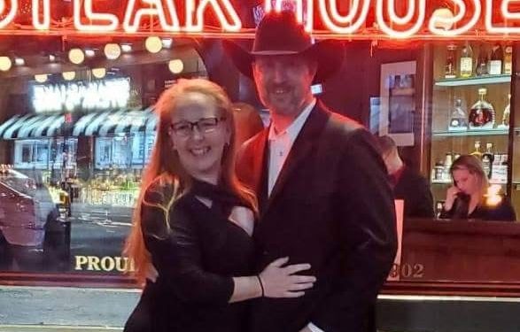 Picture of us on our anniversary at St Elmo Steakhouse in Indianapolis, IN